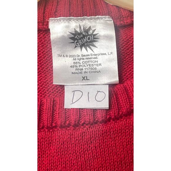 Dr Seuss The Grinch Ugly Sweater Christmas Holiday Boys’ XL Red Yellow - Picture 6 of 6